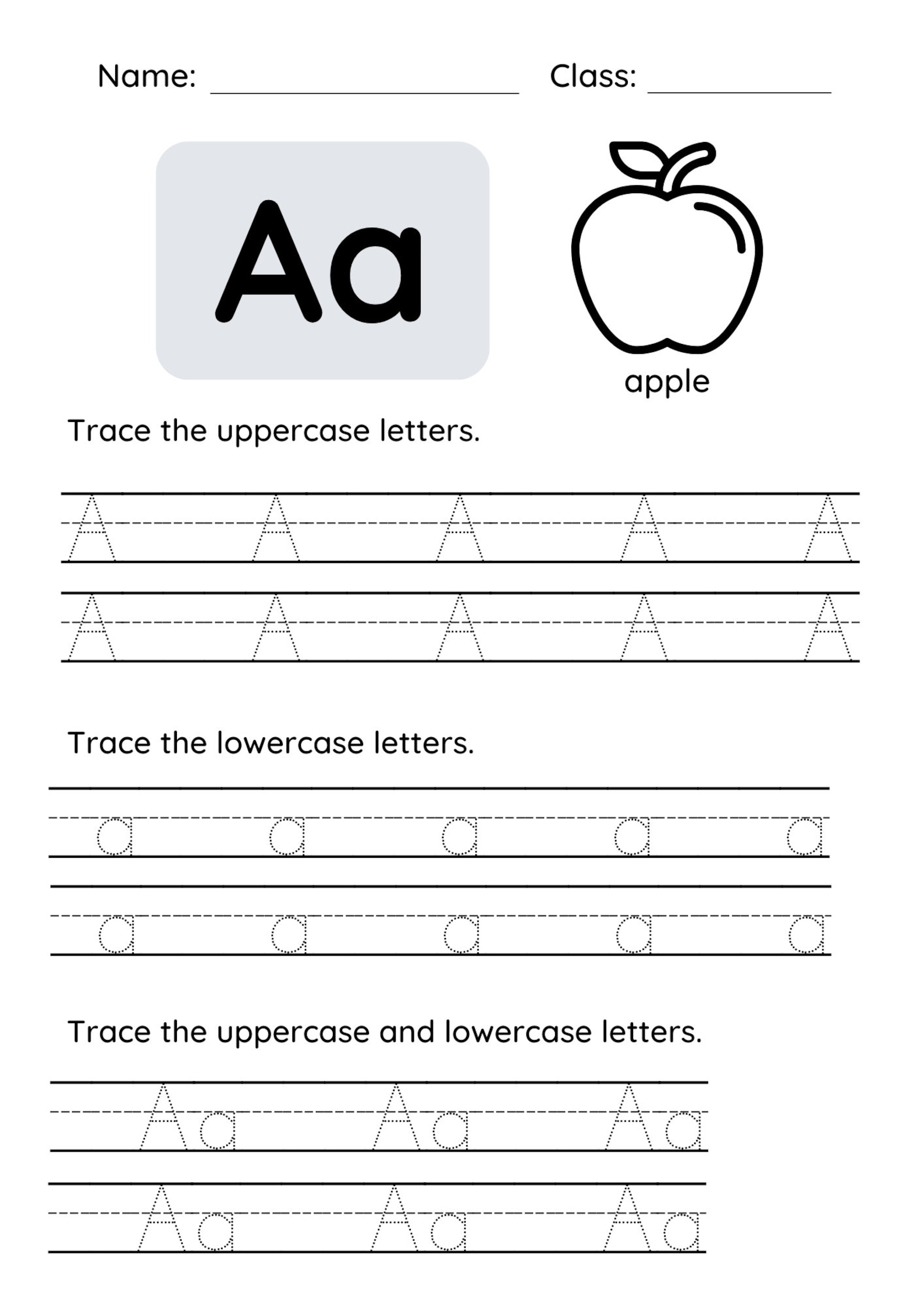Alphabet Tracing Worksheet - Instant Download - Printable - Etsy