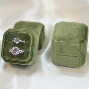 Velvet Ring Box: Square Octagon, 2-Slot - Engagement & Wedding