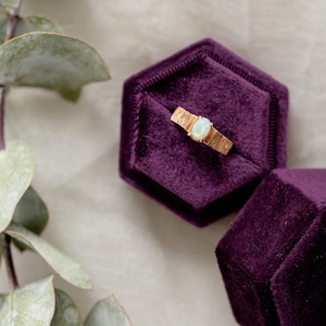 Purple Hexagon Velvet Wedding Ring Box, Jewelry Ring Box, Engagement Ring Box, Bridal Gift Box
