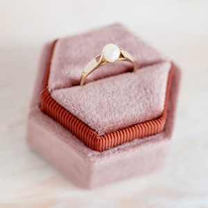 Mauve Pink Velvet Wedding Ring Box, Jewelry Ring Box Single and Double Slot, Hexagon Ring Box, Monogram Box