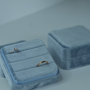 Pastel Blue Large Velvet Ring Box, Jewelry Storage Box, Wedding Ring Box, Monogram Box