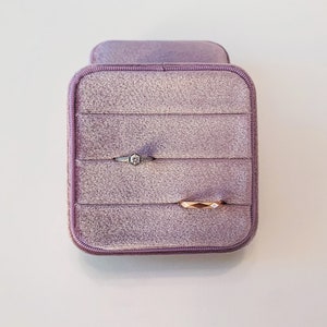 Lilac Large Velvet Ring Box, Travel Jewellery Box, Wedding Ring Box