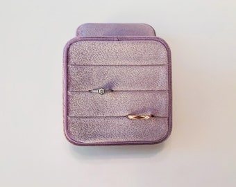 Lilac Large Velvet Ring Box, Travel Jewellery Box, Wedding Ring Box