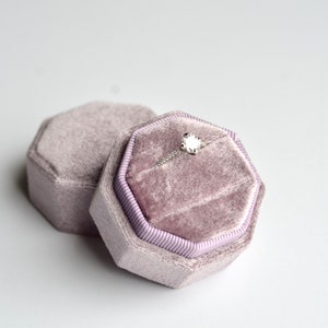 Lilac Octagon Velvet Wedding Ring Box, Proposal Box, Engagement Box, Jewelry Box