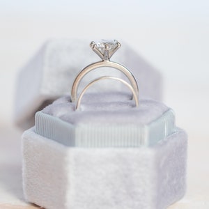 Grey Velvet Wedding Ring Box, velvet ring box, proposal box, grey ring box, hexagon ring box, Handmade, Vintage Ring box, Monogram Box image 6