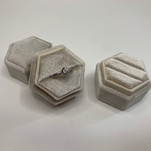 Beige Hexagon Velvet Ring Box