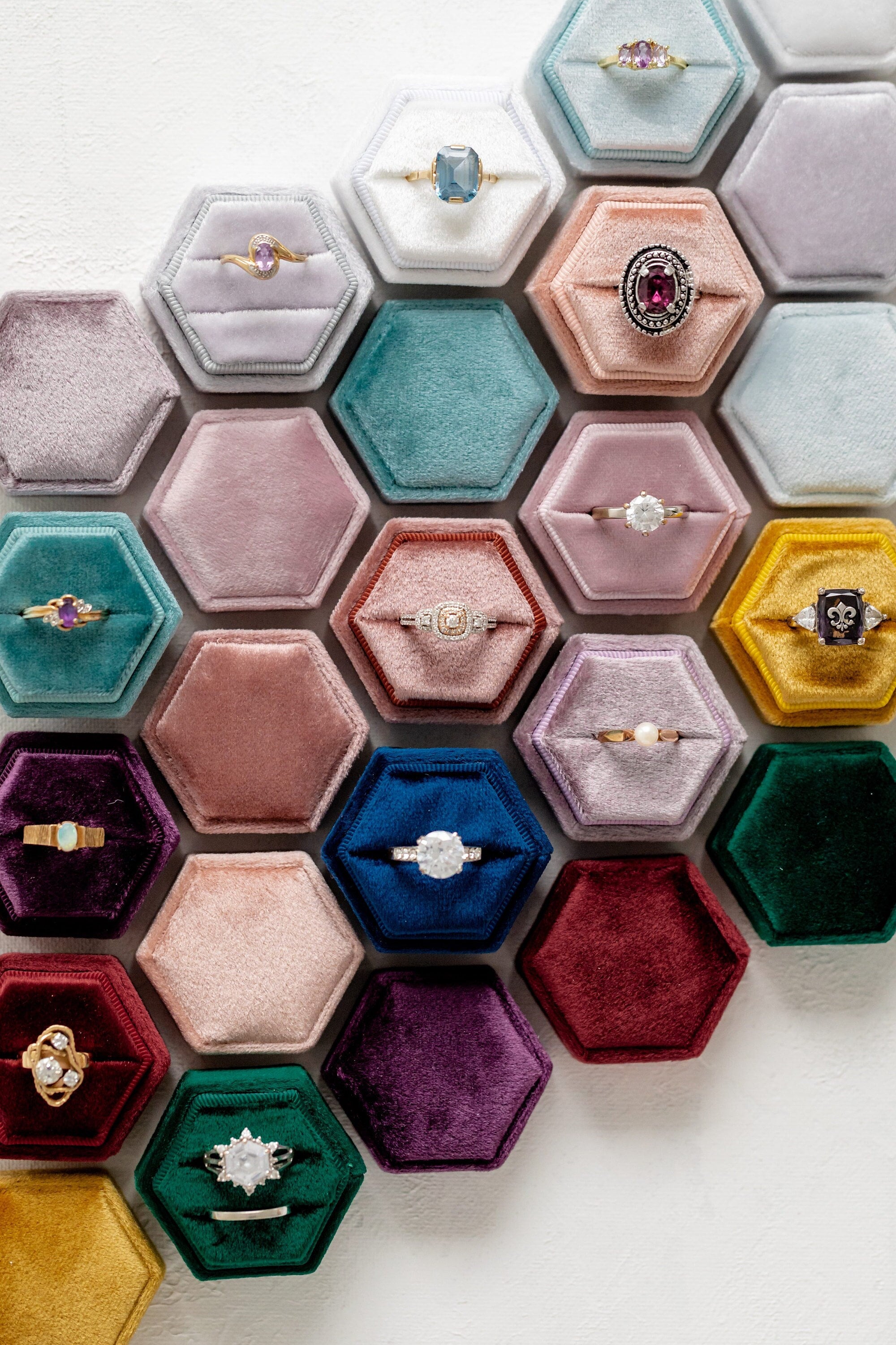 9 Colors- Velvet Ring Box, Engagement Ring Box Double and Single Slot