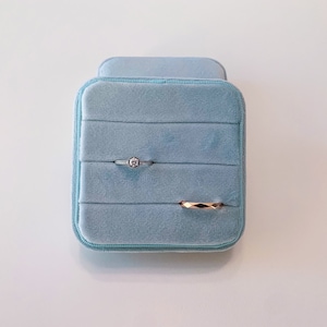 Baby Blue Large Velvet Ring Box, Jewellery Storage, Wedding Ring Box , Travel Ring Box