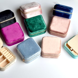 10 colori - Portagioielli di lusso in velluto, portagioielli personalizzato, velluto con specchio, regalo per lei, regalo di San Valentino, regali per le feste