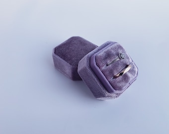 Lilac Square Octagon Velvet Wedding Ring Box, Proposal Ring Box, Engagement box, Jewelry Box