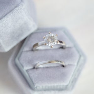 Grey Velvet Wedding Ring Box, velvet ring box, proposal box, grey ring box, hexagon ring box, Handmade, Vintage Ring box, Monogram Box image 3