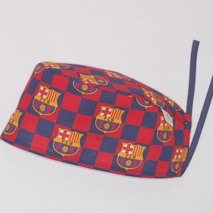 Bacerlona football club surgical cap with straps for doctors, nurses, dentists