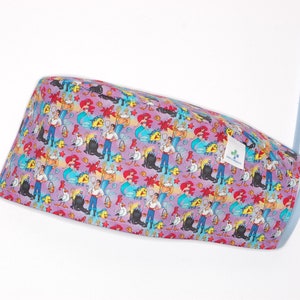 Little Mermaid surgical cap with straps for doctors, nurses, dentists