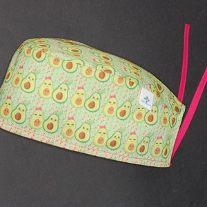 Happy Avocado surgical cap with straps for doctors, nurses, dentists
