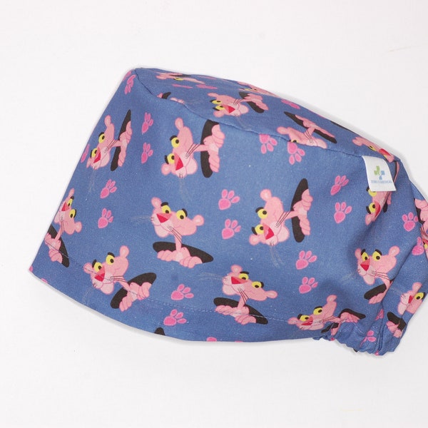 Bonnet chirurgical Panthère Rose avec élastique pour médecin, dentiste, infirmière, vétérinaire, sage-femme