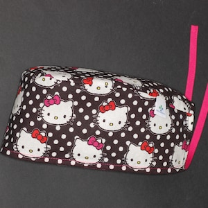 Kitty surgical cap with straps for doctors, nurses, dentists