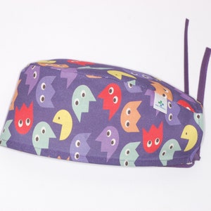 Pacman surgical cap with straps for doctors, nurses, dentists
