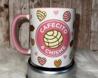 Cafecito y Chisme Coffee Mug, Pan Dulce Design, Personalized Mug