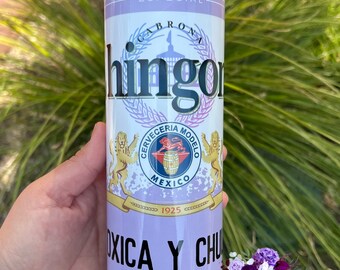 Cabrona, Chingona, Toxica y Chula 20 oz Tumbler Cup| Chingona cup | toxica tumbler | Mother's Day Gifts | Purple tumbler | Skinny tumbler