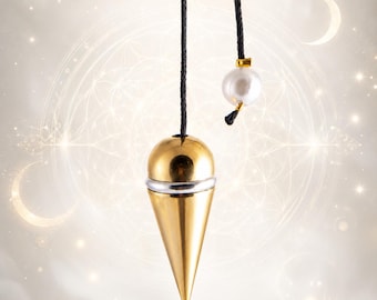 Brass screw pendulum with silver-plated ring - Super classy! - (163)