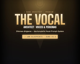 Suno Architect - The Vocal | 100 Vocal Prompts for Suno v5.5 | Voices, Personas, Lyricist | AI Singing Manual (German) | Instant PDF Download