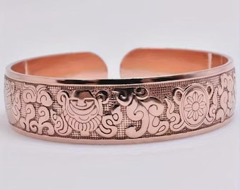 Solid copper bracelet "Tibet Spirit" – Boho Chic, Yoga & Energy – Adjustable