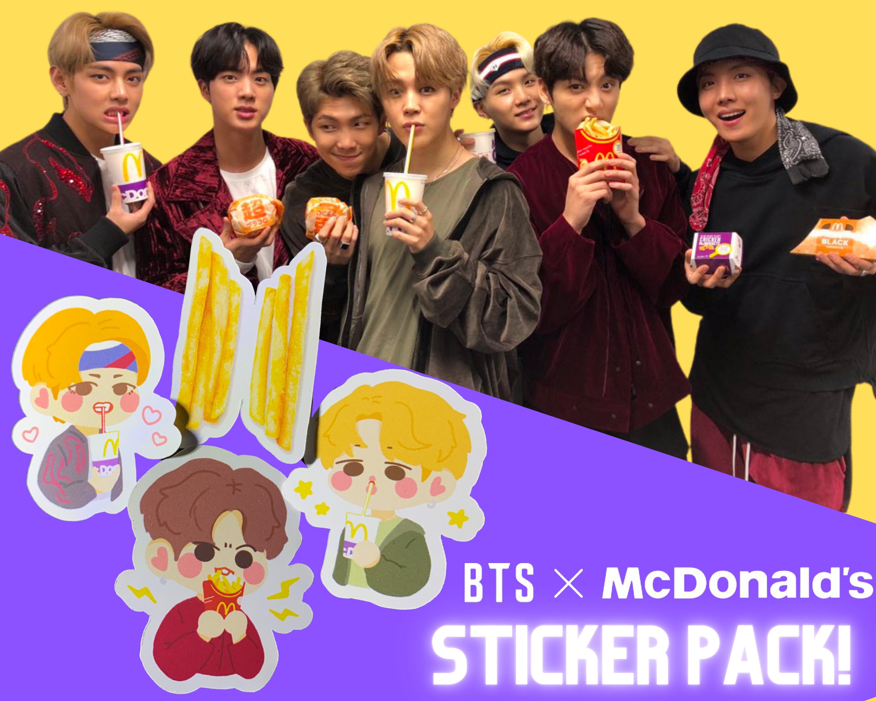 BTS X MCDONALDS Sticker Pack Cute Jungkook V Jimin Chibi Etsy