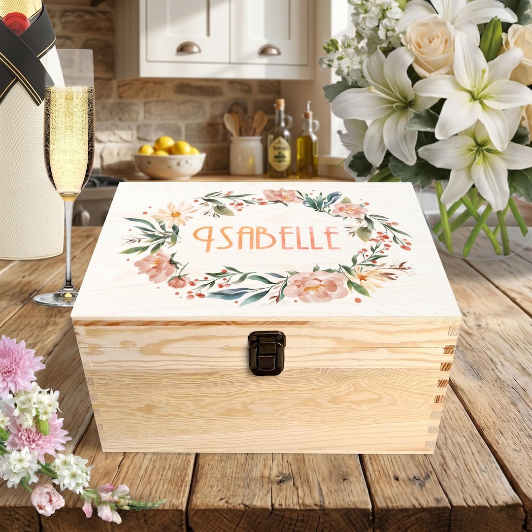 Personalised Floral Keepsake Box - Wedding Memory Box - Wooden ...