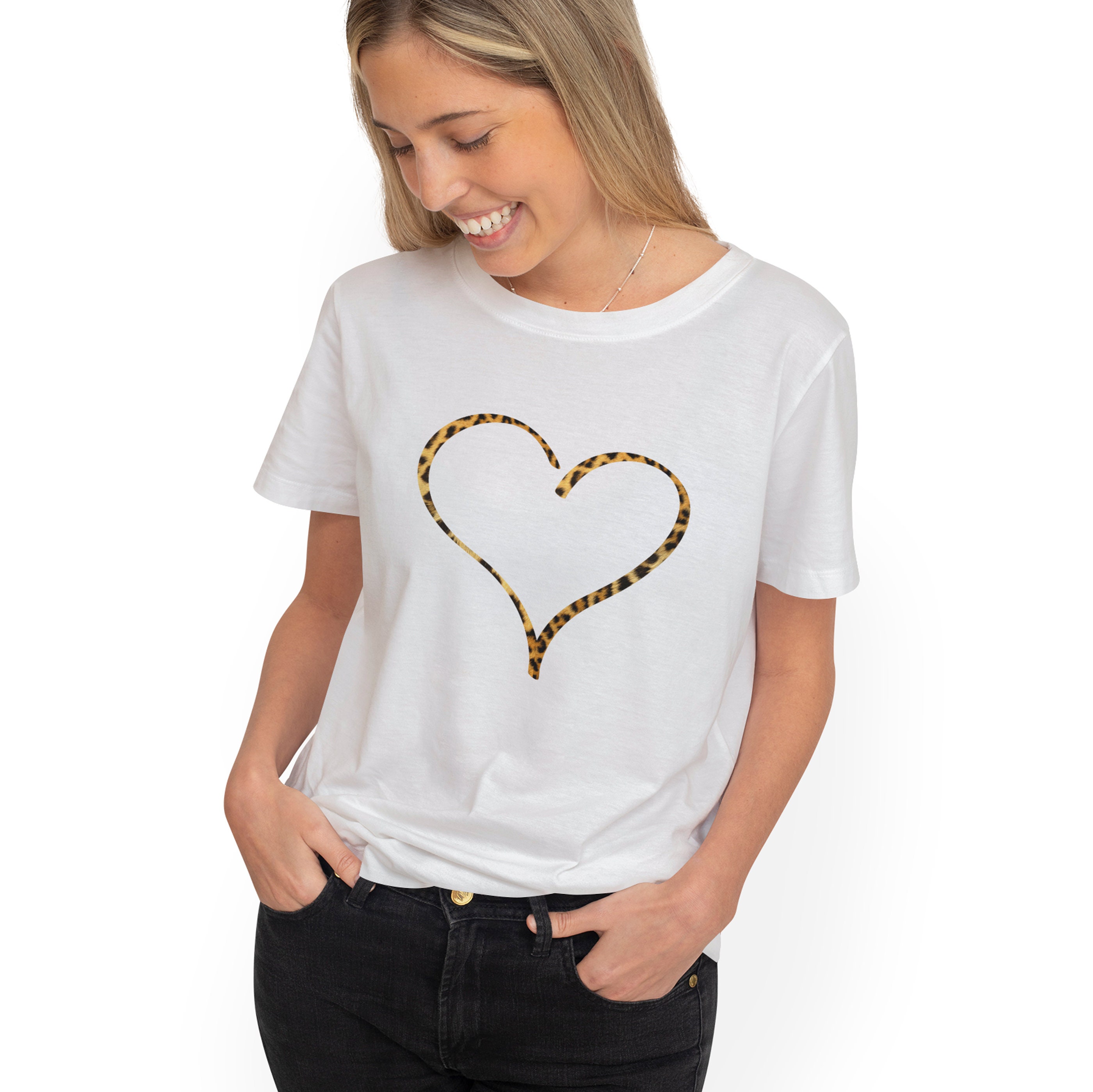Discover Leopard Love Heart Print | Casual Tshirt Ladies | Cotton | Summer T-Shirt