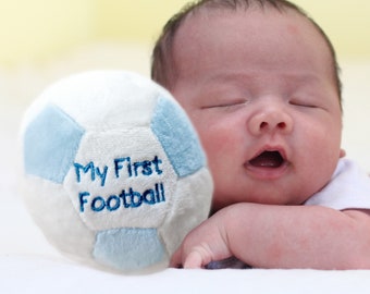 My 1st Football Baby Rattle Soft Toy Toddler Baby Shower Gift Boy Girl Colours Red Pink Navy Sky Blue Man Utd ARS Chelsea Liverpool Man City