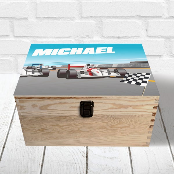 Personalised Formula 1 Memory Box | Keepsake Box | Race Car Box | Wooden Box | Children's Toy Box | Gift Box | Storage Box | Kids Box