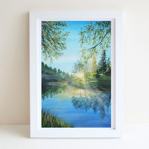 Landschaft Gouache Illustration Kunstdruck, A4 Kunstdruck, Gouache Malerei, Landschaft Kunstdruck, Wanddeko, Aquarell Malerei, Postkarte