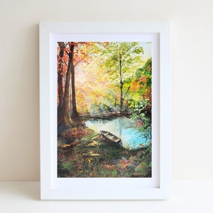 Autumn Forest Gouache Art Print, A4 art print, Gouache painting, Landscape art print, Wall deco, Forest art print, postcard, A5, A6