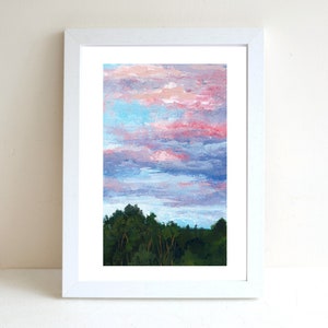 Sunset Gouache Illustration Art Print, A4 art print, Gouache painting, Landscape art print, Wall deco, Forest art print, postcard