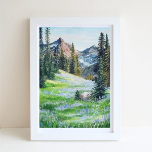 Forest Gouache Painting Art Print, A4 art print, Gouache painting, Landscape art print, Wall deco, Forest art print, postal