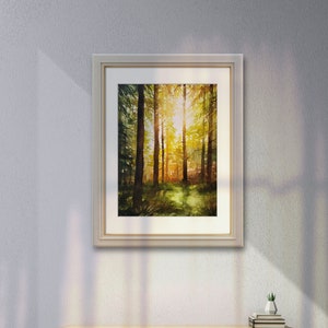Impression d'art aquarelle forêt d'automne, impression d'art A4, peinture aquarelle, impression d'art paysage, déco murale, impression d'art forêt, carte postale, A5, A6