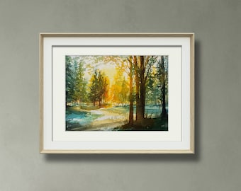 Winter Forest Watercolor Art Print, A4 art print, watercolor painting, Landscape art print, Wall deco, Forest art print, postcard, A5, A6