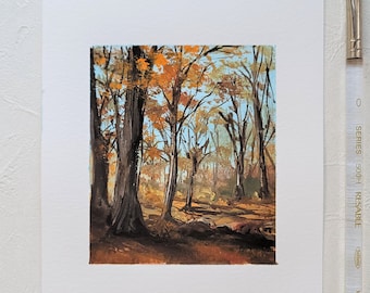 Day25/30, Forest Gouache Mini Original Painting, Gouache schilderij, Landschap origineel schilderij, Wall deco, Forest art