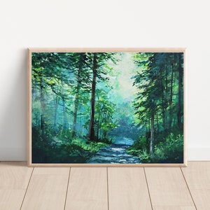 Wald Gouache Kunstdruck, A4 Kunstdruck, Gouache Malerei, Landschaft Kunstdruck, Wanddeko, Wald Kunstdruck, Postkarte