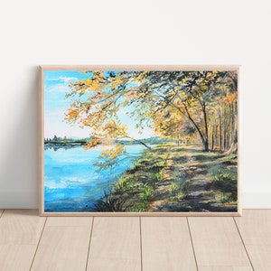Autumn Forest Gouache Art Print, A4 art print, Gouache painting, Landscape art print, Wall deco, Forest art print, postcard, A5, A6