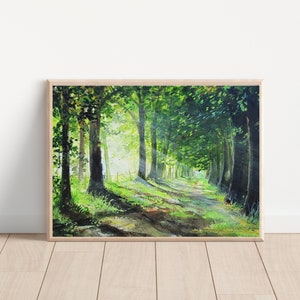 Forest Gouache Painting Art Print, A4 art print, Gouache painting, Landscape art print, Wall deco, Forest art print, postal