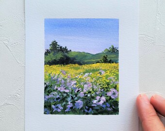 Day24/30, Forest Gouache Mini Original Painting, Gouache schilderij, Landschap origineel schilderij, Wall deco, Forest art