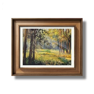 Automne Forêt Gouache Art Print, Impression d'art A4, Peinture à la gouache, Impression d'art paysage, Déco murale, Impression d'art forêt, carte postale, A5, A6
