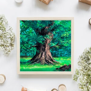 An Old Tree Gouache Art Print, A4 art print, Gouache painting, Watercolor painting, Landscape art print, Wall deco, Square print