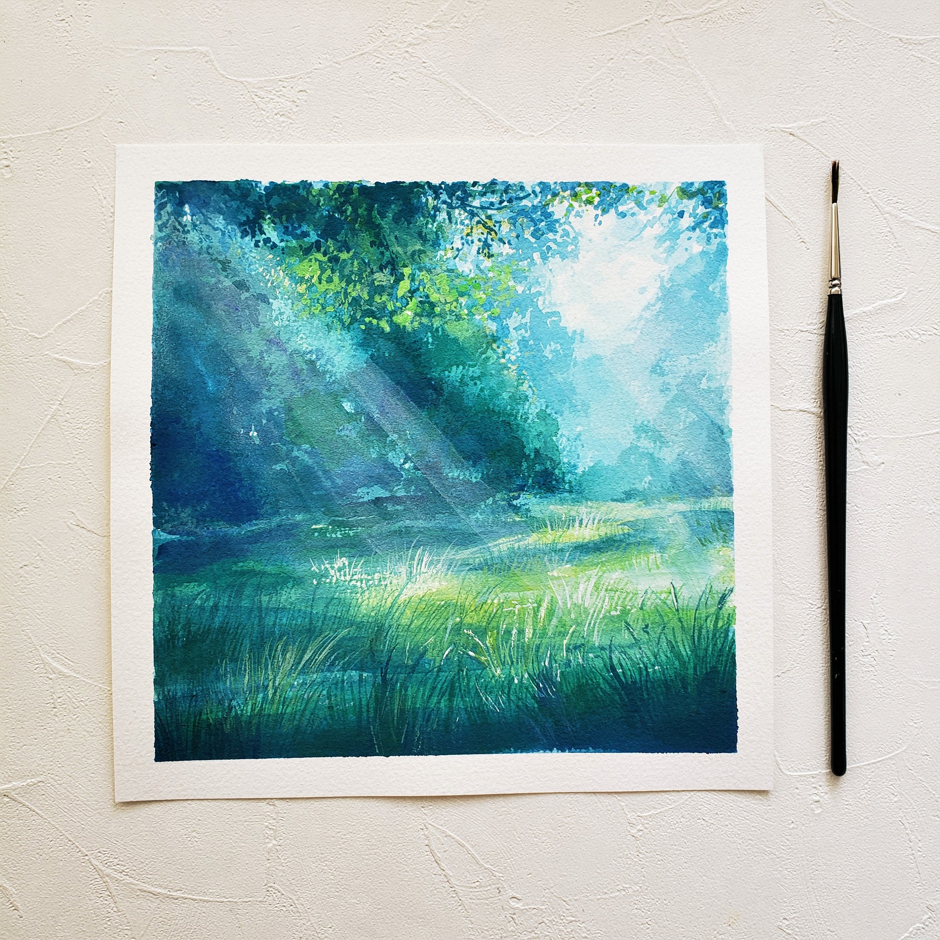 Forest Light Gouache Original Painting Gouache Painting Etsy UK