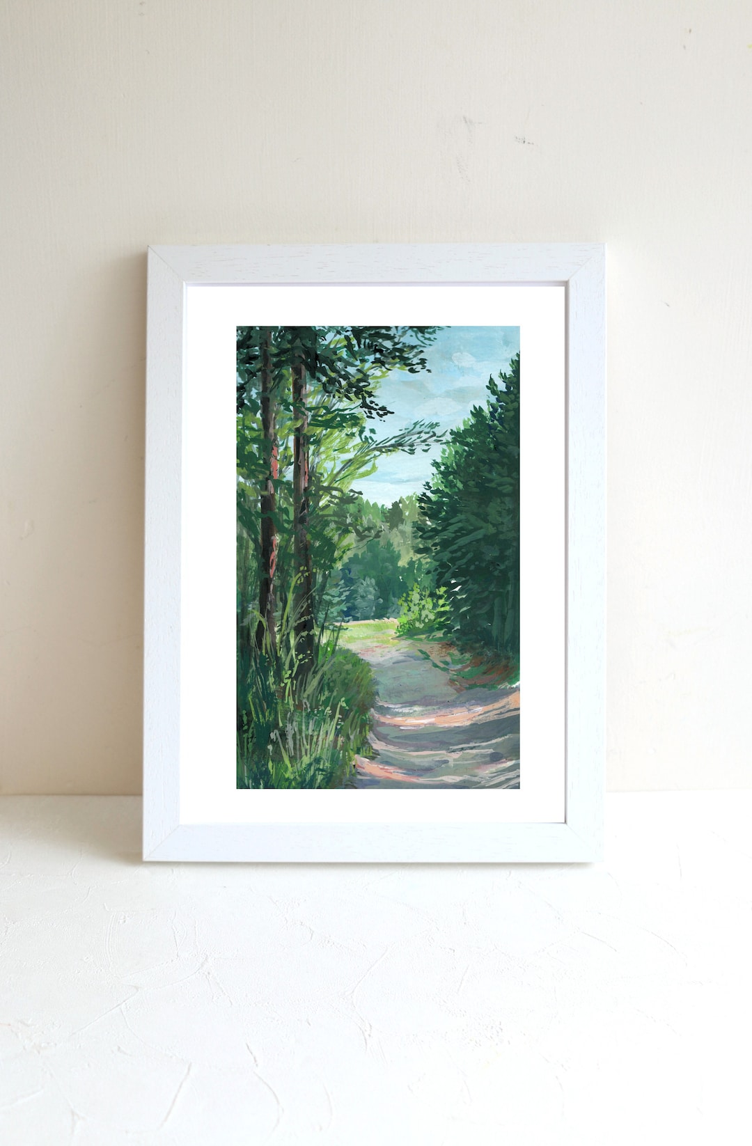 Gouache Pathways Forest Pathway Gouache Illustration Art Print, A4 Art Print, Gouache ...