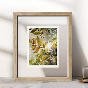Feuilles d'automne, impression d'art gouache, impression d'art A4, peinture à la gouache, impression d'art paysage, déco murale, impression d'art forêt, carte postale, A5, A6