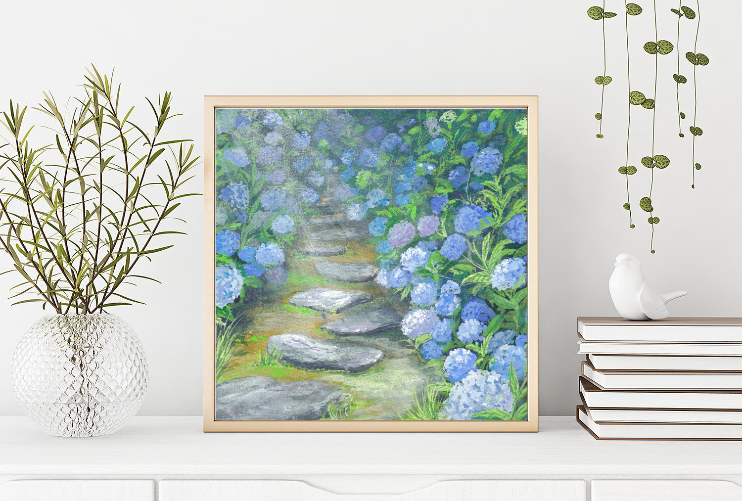 Hydrangea Gouache Art Print A4 Art Print Gouache Painting Etsy