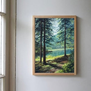 Forest Gouache Painting Art Print, A4 art print, Gouache painting, Landscape art print, Wall deco, Forest art print, postal