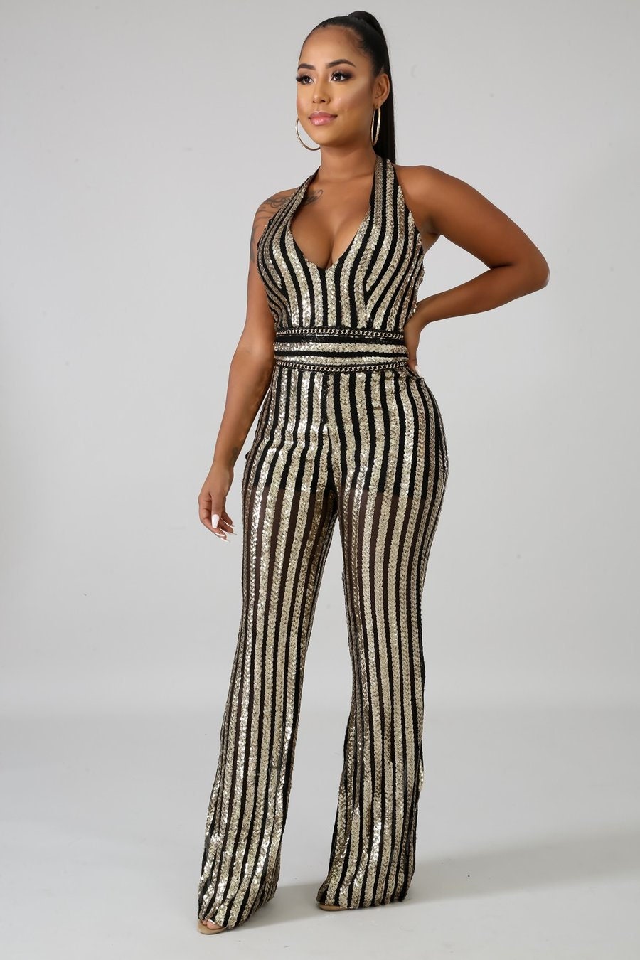 Black and Gold Sequin Jumpsuit Etsy UK